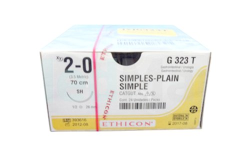 Кетгут (Catgut) 0, 70 см. кол. 30 мм. 1/2, производства Ethicon