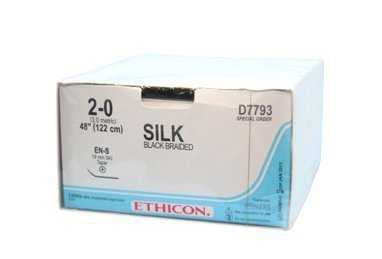 Шелк (Silk), 2-0, 75см, кол. 35мм, 1/2, производства Ethicon