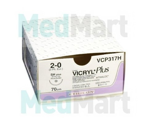 Викрил (Vicryl) ПЛЮС 2-0, 70 см. фиолет. кол. 26 мм. 5/8, шовный материал пр-ва Ethicon