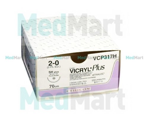 Викрил (Vicryl) 0, 70 см. фиолет. кол. 26 мм. 1/2, шовный материал пр-ва Ethicon
