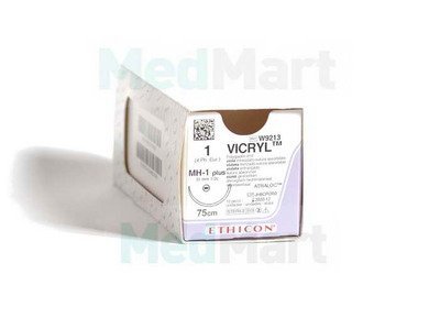 Викрил (Vicryl) 2/0, 75 см, фиолет, обратно-реж., 36 мм, 3/8, шовный материал пр-ва Ethicon